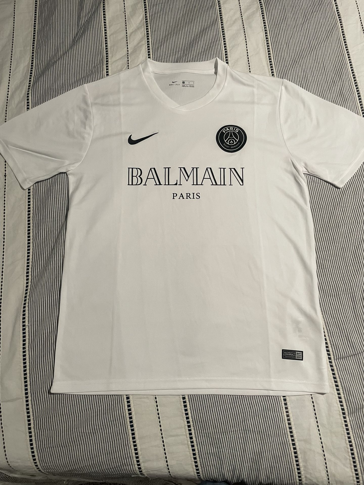 White Nike Balmain Paris Shirt Large