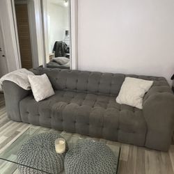 Tufted Gray Sofa