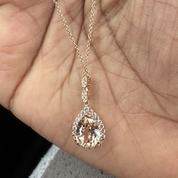14k Gold Pink Sapphire Necklace 