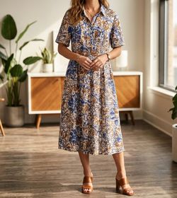 Floral Print Midi Shirtdress