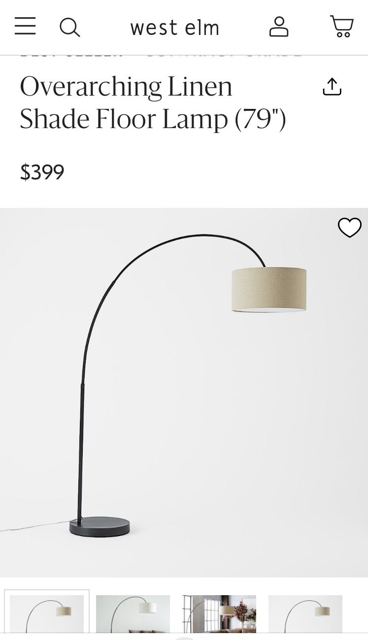 West Elm Overarching Linen Shade Floor Lamp