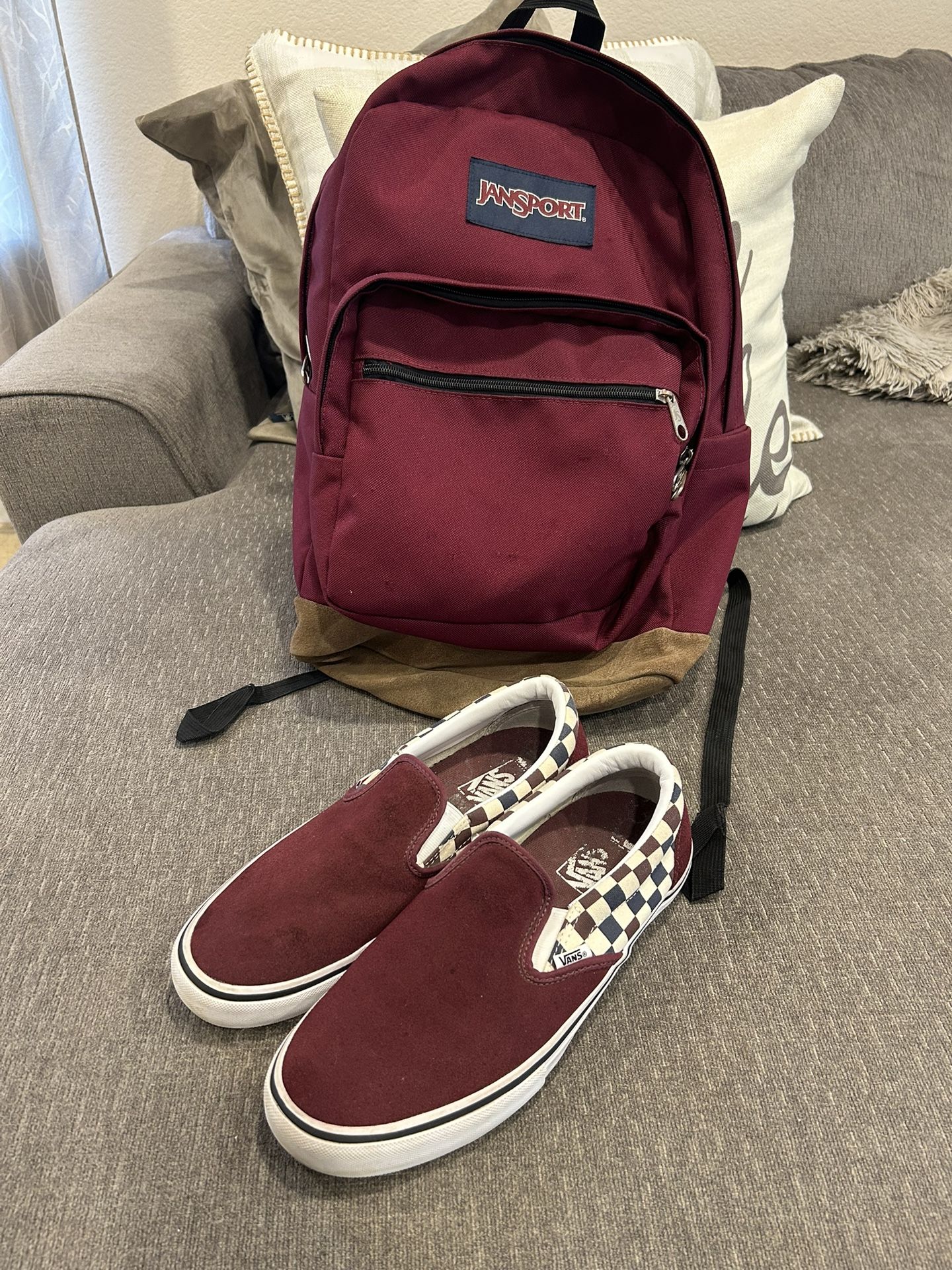 Jansport Backpack And Vans Sneakers Shoes