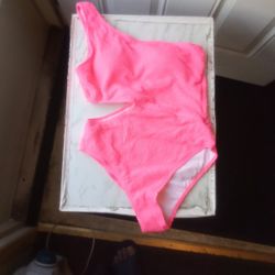 Women's Pink Ruffle Full body Swimsuit Large
