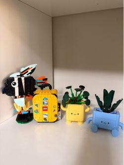 LEGO Adorable Decor & Racing Set Bundle - 5 Assembled Sets (Plants, F1 Car, Suitcase)