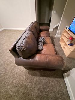 Brown Leather 3-Seater Couch
