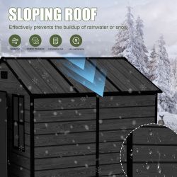 Campcraft 6*6ft resin storage shed, high quality pp material, strong structure, waterproof, rust and UV proof, large storage space, 12mm thick pp boar