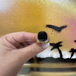 14k BLACK STONE RING 