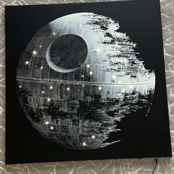 Star Wars Death Star Pottery Barn Illuminated Wall Art 36”x36” 