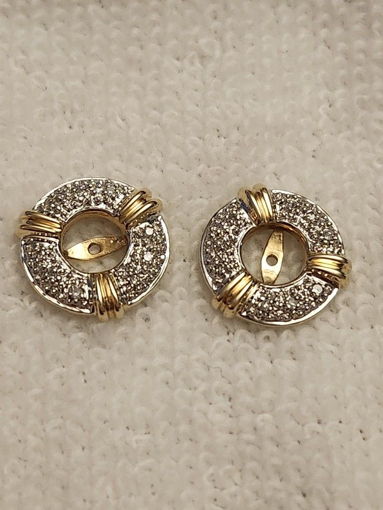 14kt Yellow + White Gold Diamonds Jackets Earrings