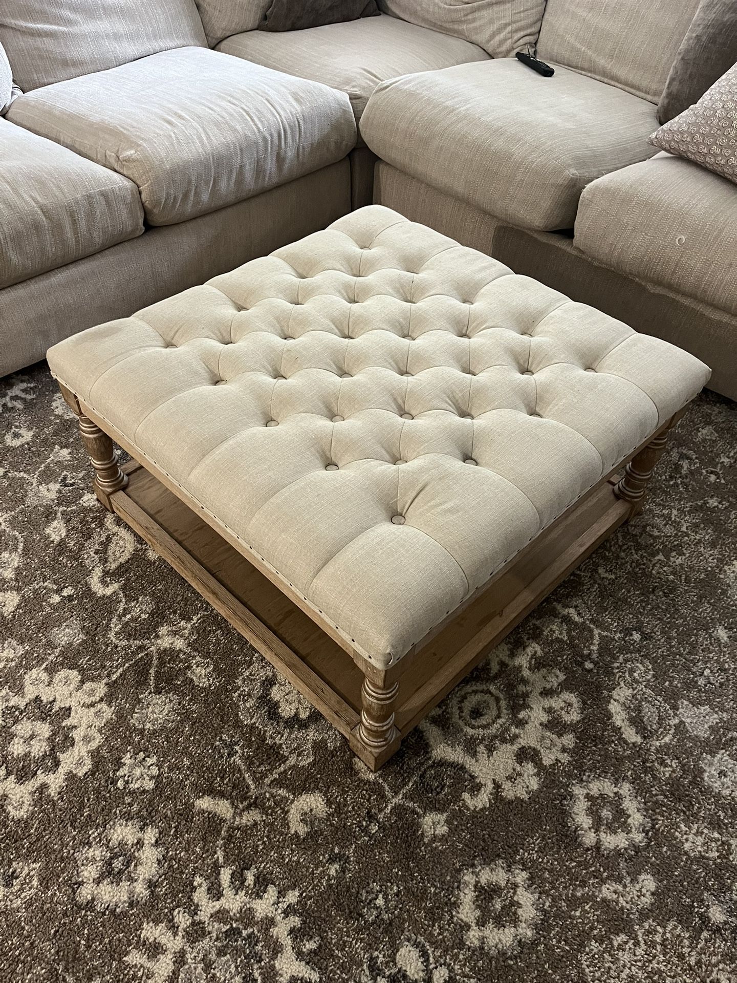 Beige Square Ottoman