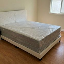 Cama QUEEN SIZE NUEVA Con COLCHON Y BOX Spring Set // Queen Bed Frame And Mattress Bed Set 3pcs