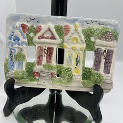 Vtg Victorian Home Triple 3 Light Switch Wall Plate Artist Signed Handmade 1996