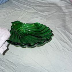 Vintage Green Seashell Dish