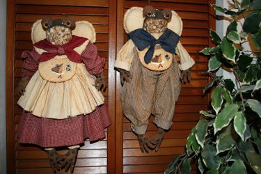 Vintage Karen Drayne Dirty Bunnie: 1992 Boy & Girl Frog Angels 19" Hand Made Dolls