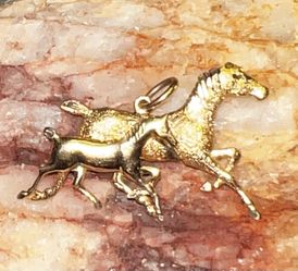🎠 14K Gold Horse & Pony Pendant