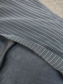 Black White Pinstripe Fabric 4.7 x 12 Ft Striped Suiting Sewing Material