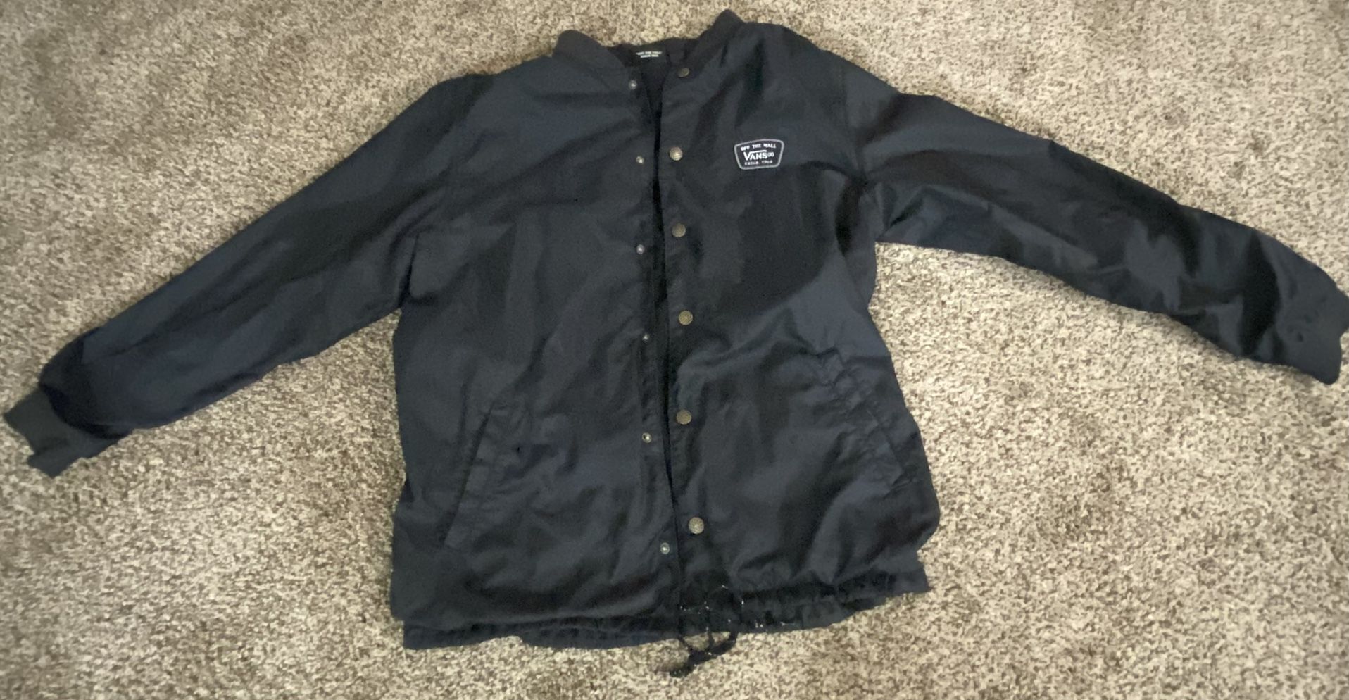 In Men's Vans Black Button Up Collared Windbreaker Jacket Size M
