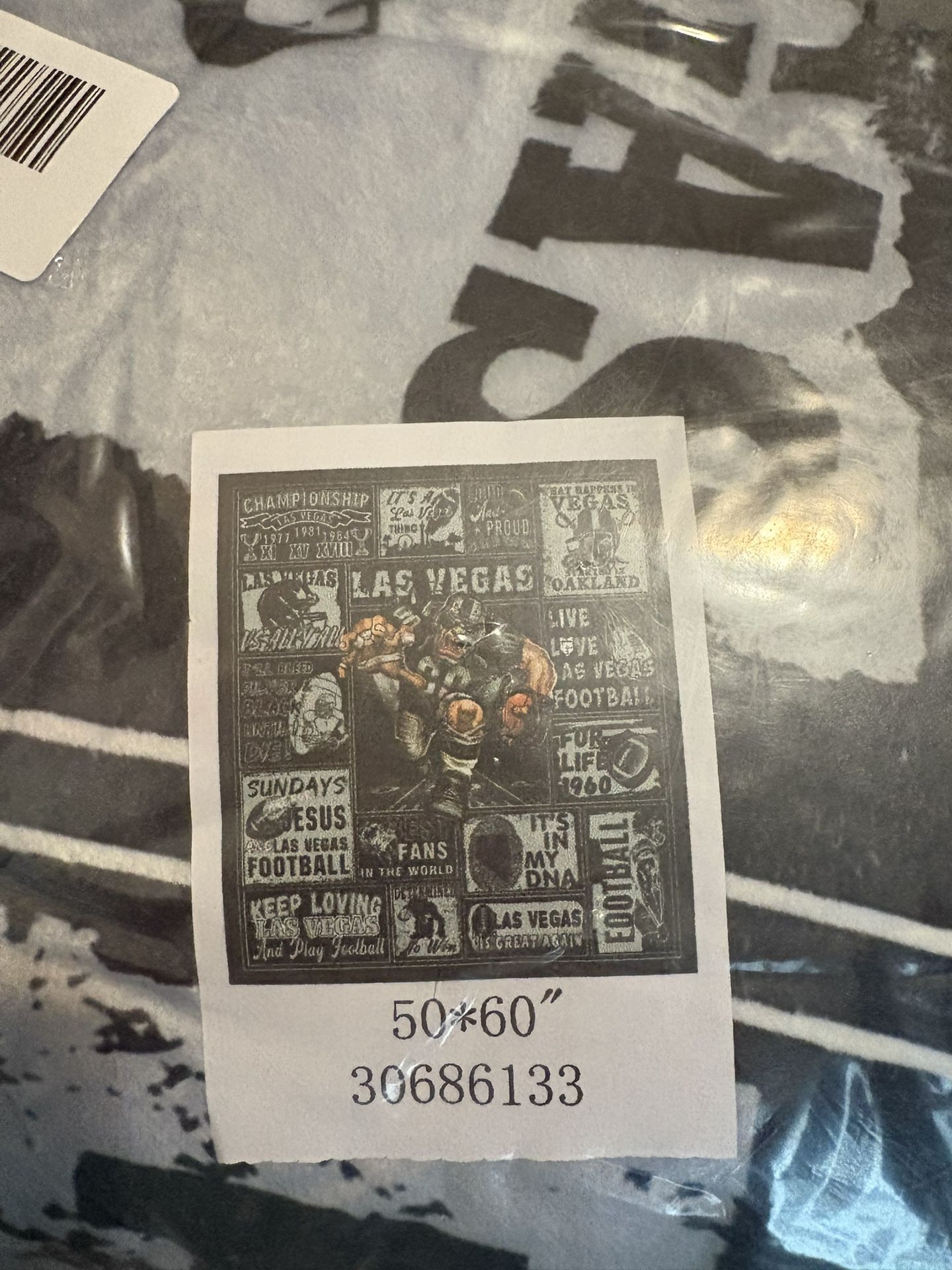 Las Vegas NFL Raiders Plush Blanket/ Throw New **sealed In Plastic
