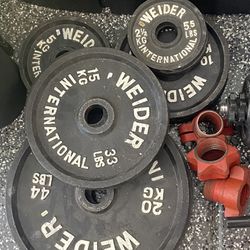 Weider Iron plate set and barbell 