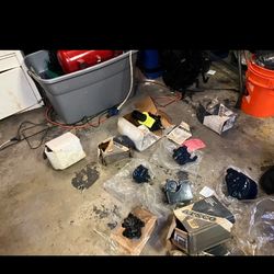 9 different power steering pumps I don't know what they go to it they are brand new stacks of line whole assembly..