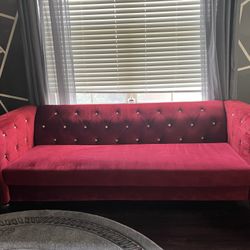 Red Rhinestone Couch And Love Seat 