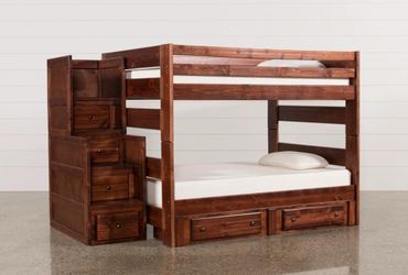 Sedona Full Over Full Wood Bunk With 2-Drawer Storage Unit & Stairway Chest