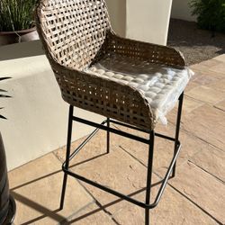Bar Height Ballard Design Indoor/Outdoor Resin Wicker Backed Stools