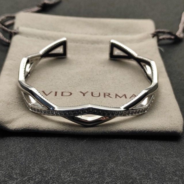 Ladies David Yurman silver 13mm two-row cufflinks bracelet