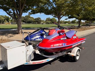 Sea-Doo GSX and Yamaha Jet Ski Pair with trailer
