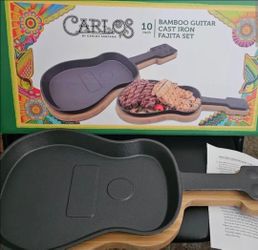 Bamboo Guitar Cast Iron Fajita Set