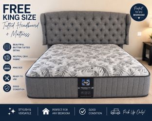 King Size Sealy Mattress + Tufted Headboard Set