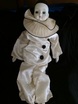 VINTAGE PIERROT TEARDROP PORCELAIN DOLL