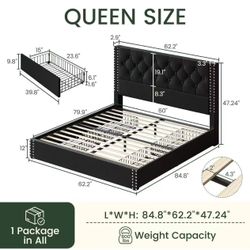 Black Queen Bed With Storage 