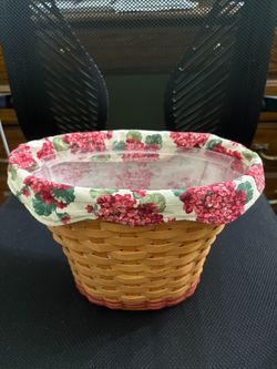 Longaberger Woven Basket with Floral Liner