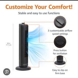 Tower Fan - Manual Three Speed Oscillating, Black