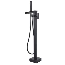 Single-Handle Freestanding Tub Faucet with Hand Shower in Matte Black