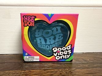 NeeDoh Good Vibes Only Glitter Heart Nee Doh Blue "YOU ARE ENOUGH" NEW Viral