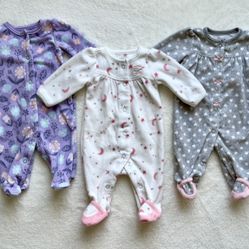 Carter’s Fleece Footed Pajamas (Bundle Of 3), Newborn