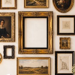 VINTAGE Large BAROQUE GILDED BLACK GOLD ORNATE WALL Hanging GILT Wood Carved Art Picture Frame FOR Mirror Art Artwork DYI 