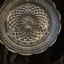 2 Glass Serving Dishes- 3 Compartments 8 1/2” Across
