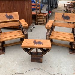 🌵 Wooden patio set🌺 Set de bancas de madera🌵( New -Handcrafted )