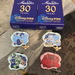 Disney’s Aladdin 30th Anniversary Mystery Pin Set of 4 PINS