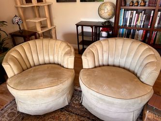 Mid-century easy chairs, light green