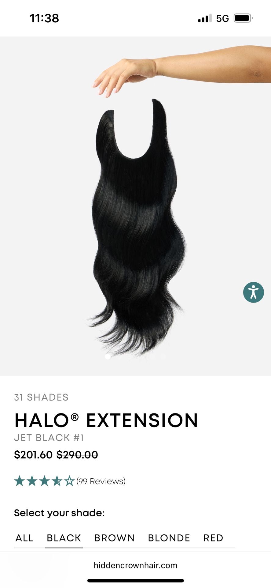 Hidden Crown Halo Hair Extension Black 12 Inches