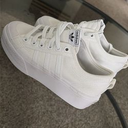 White Adidas Platforms