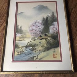 Original Japanese Silk Painting - Signed Hakuho - 18.5x14