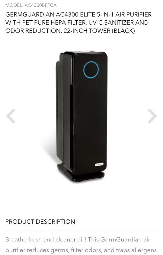 Air Purifier - Small Room - Germ Guardian UV-C