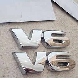 V6 Badge Emblem Adhesive Back Or For Grill SHIPPING AVAILABLE