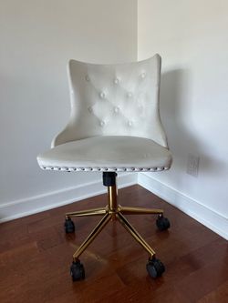 White and gold work chair