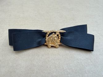Vintage French Equestrian Horse Head Bow Barrette with Bun Net Made in France